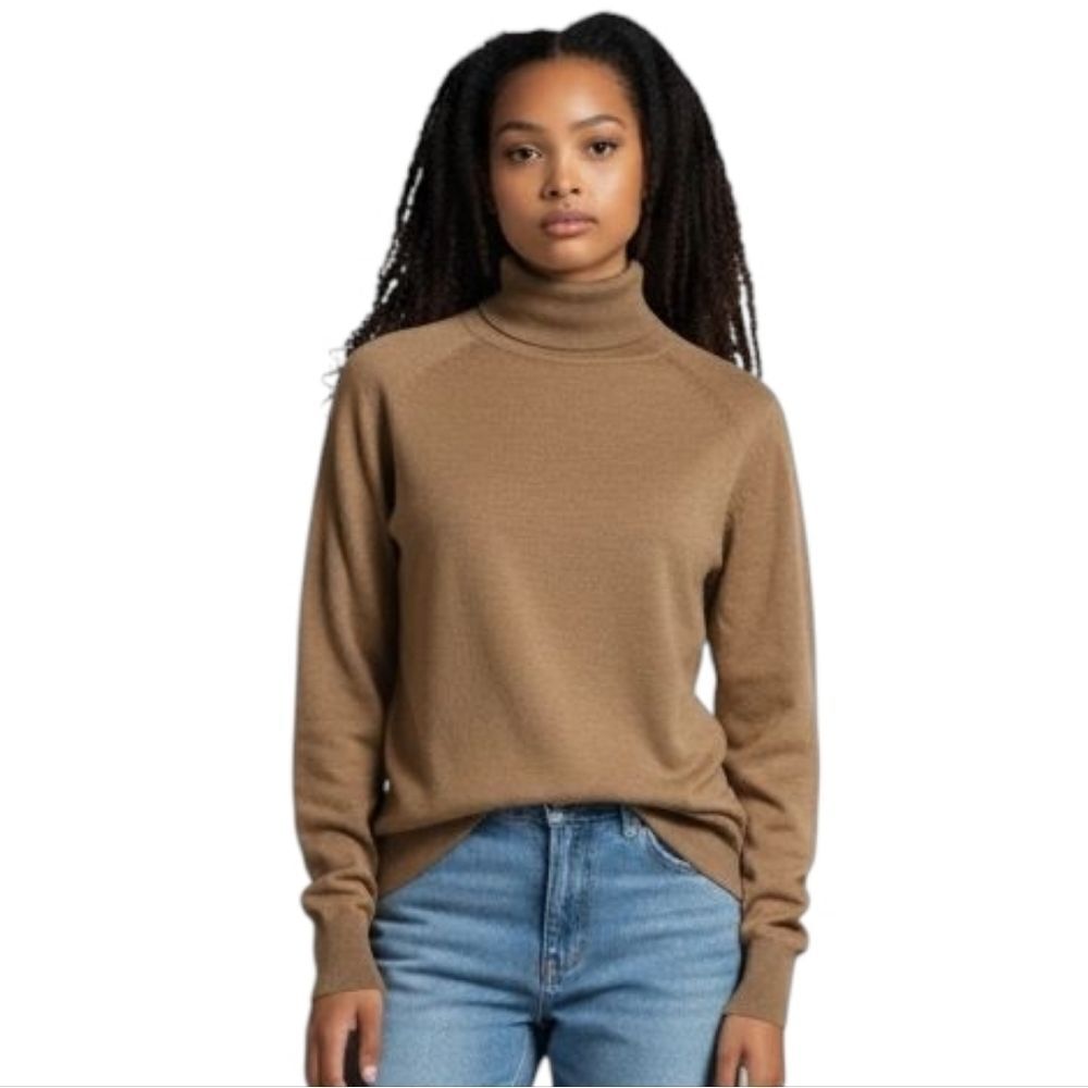 Nwot Banana Republic 100% Merino Wool tan beige turtle neck sweater sz L Petite